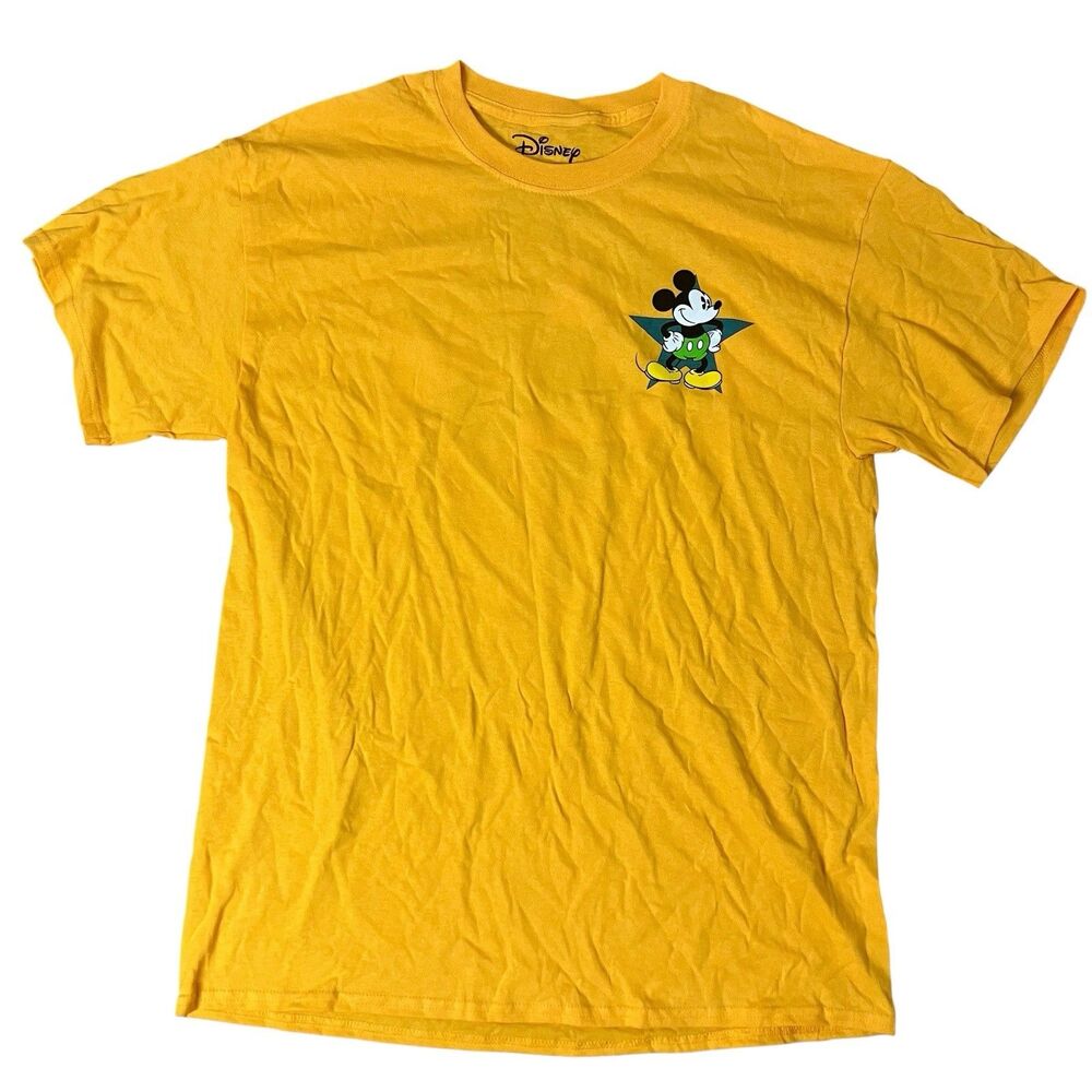 Disney Mickey Mouse T-Shirt Mens L Yellow Cotton Limited Edition Graphic Print